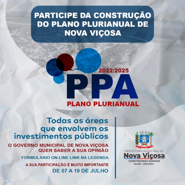 Participe da Construção do plano plurianual de Nova Viçosa
